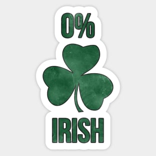 0% Irish Funny St. Patrick's Day Clover Shamrock Sticker